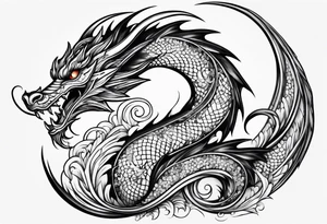 Long dragon long swirly tail girly tattoo idea