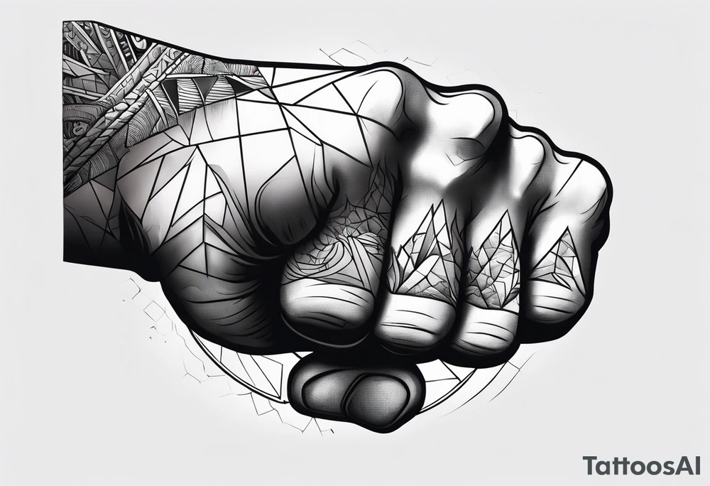 A clenched fist on the back using negative space techniques tattoo idea A clenched fist on the back using negative space techniques tattoo idea