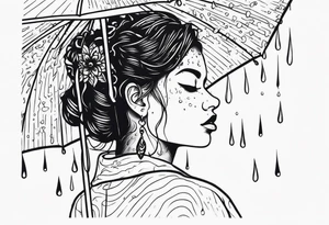 person under rain tattoo idea