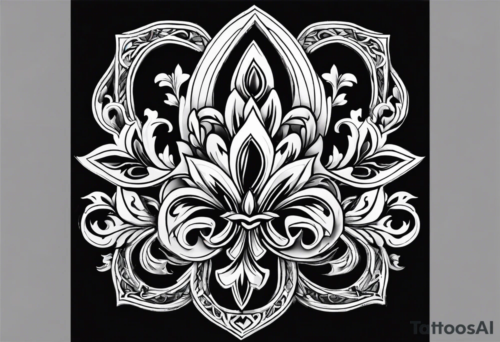 Fleur de lys celtique en flamme tattoo idea