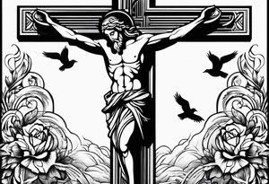 cross, god, birds tattoo idea