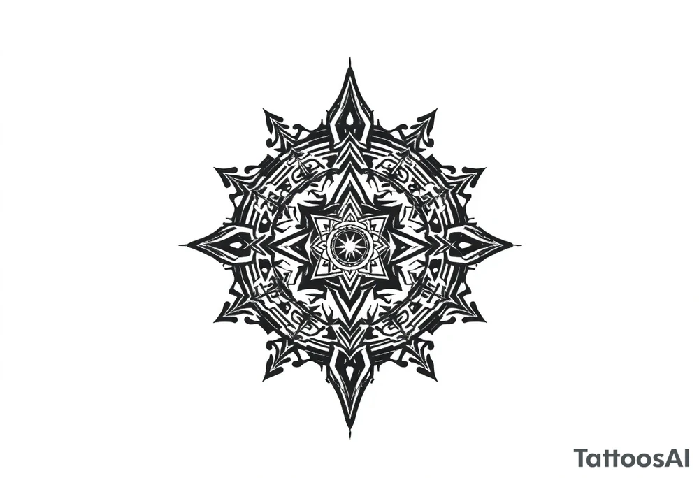 mytical shaman and witch ancient ornament with runes tattoo idea