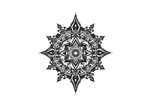 mytical shaman and witch ancient ornament with runes tattoo idea