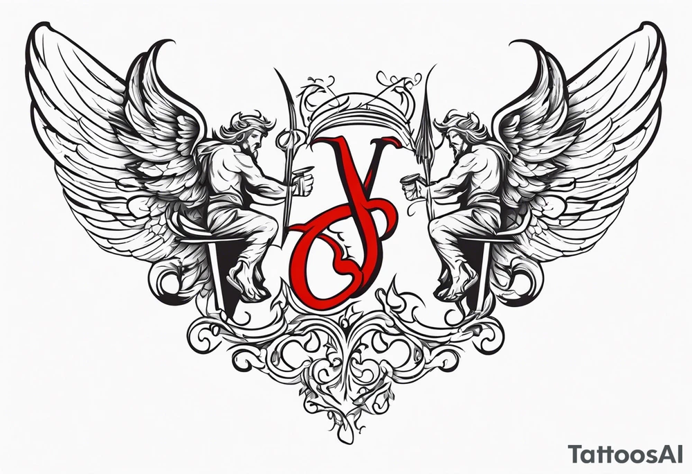Angel vs Devil back tattoo design tattoo idea