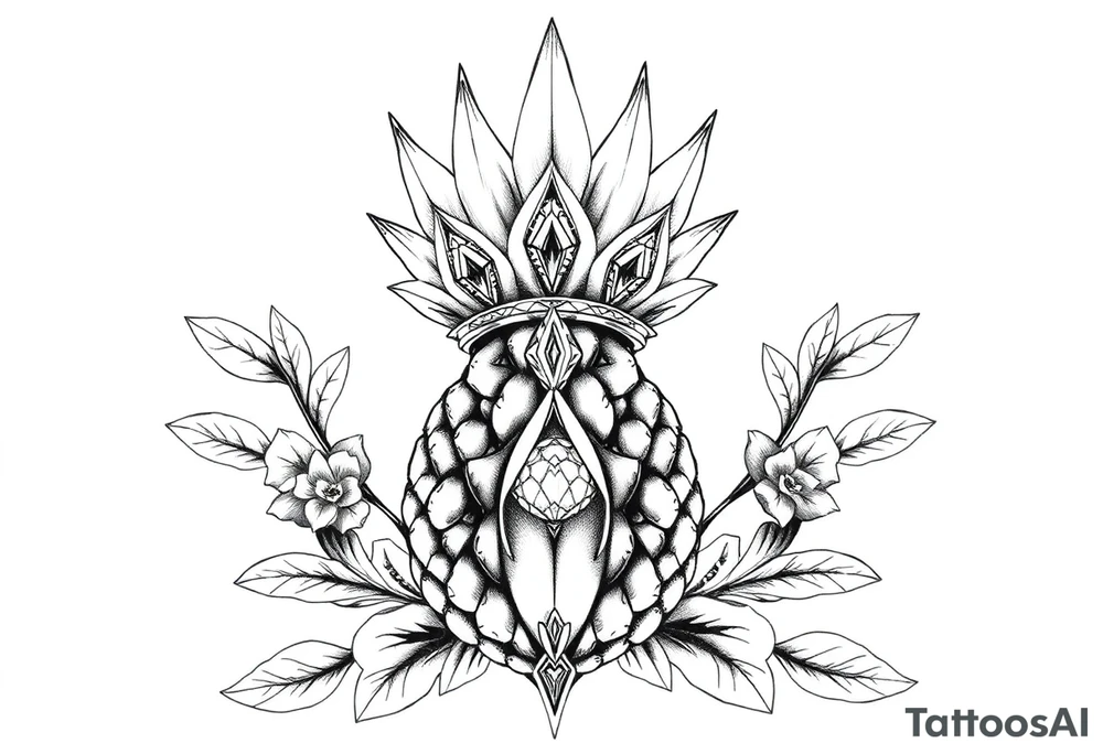 Bushy pineapple crown diamonds majestic vagina and anus tattoo idea