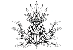 Bushy pineapple crown diamonds majestic vagina and anus tattoo idea