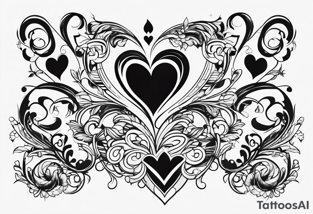 small black line hearts tattoo idea