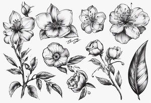 Sklettformel von Benzoesäure mit Kirschblüten verknüpft tattoo idea