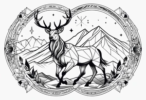 Sagittarius, cancer zodiac and mountain tattoo idea