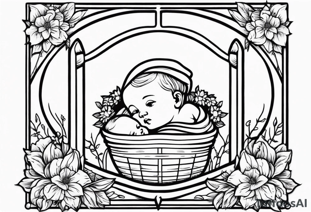baby jesus in manger

old school vintage simple traditional design with vintage flowers surrounding it bold color simple tattoo idea