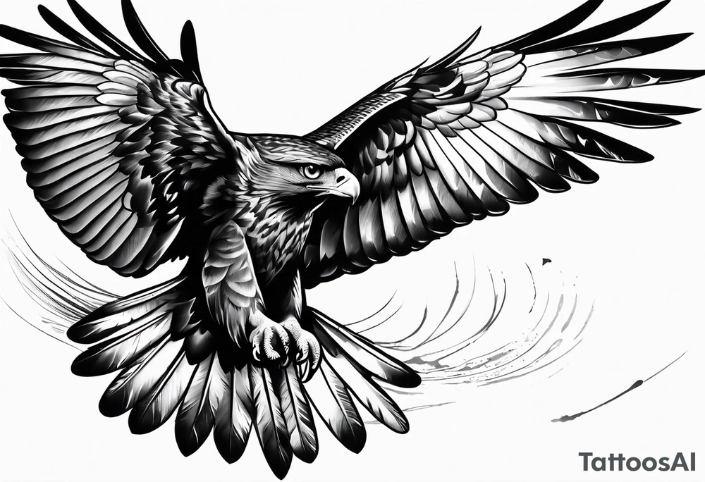 Flying Hawk tatto for hand tattoo idea