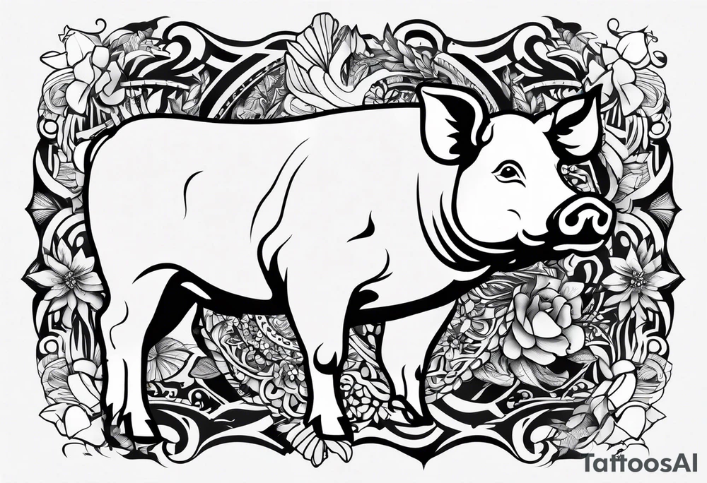 pig, cow, chicken and human footprints tattoo idea