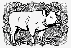 pig, cow, chicken and human footprints tattoo idea
