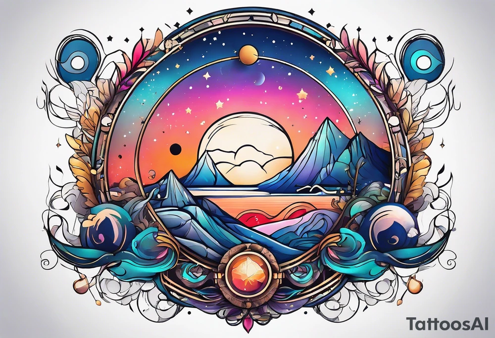 Abstract , astrology , minimalist Sleeve tattoo idea