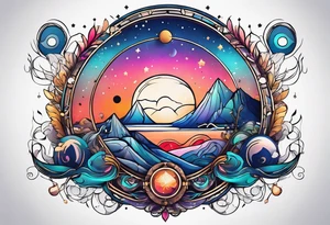 Abstract , astrology , minimalist Sleeve tattoo idea