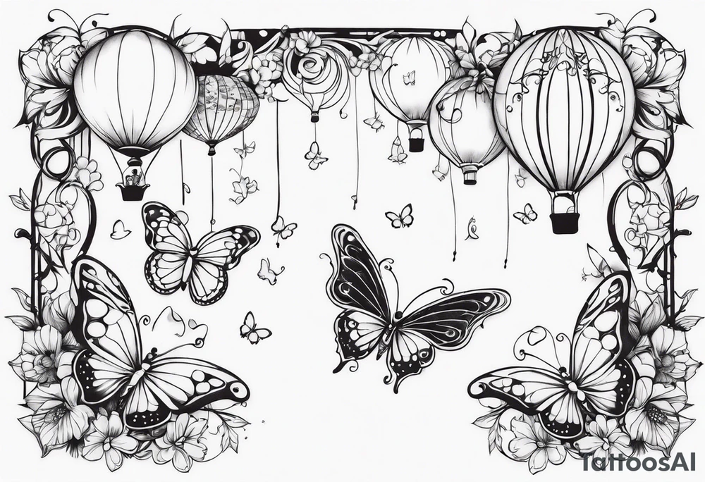 fairies and butterflies with balloons tattoo idea