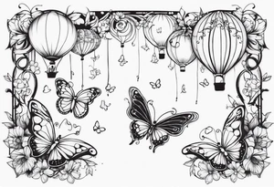 fairies and butterflies with balloons tattoo idea