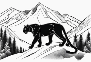 panther in mountains tattoo idea