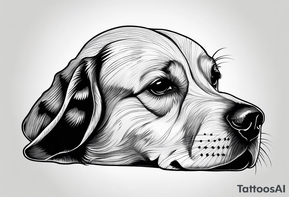 Dog with bone in mouth tattoo idea
