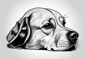 Dog with bone in mouth tattoo idea
