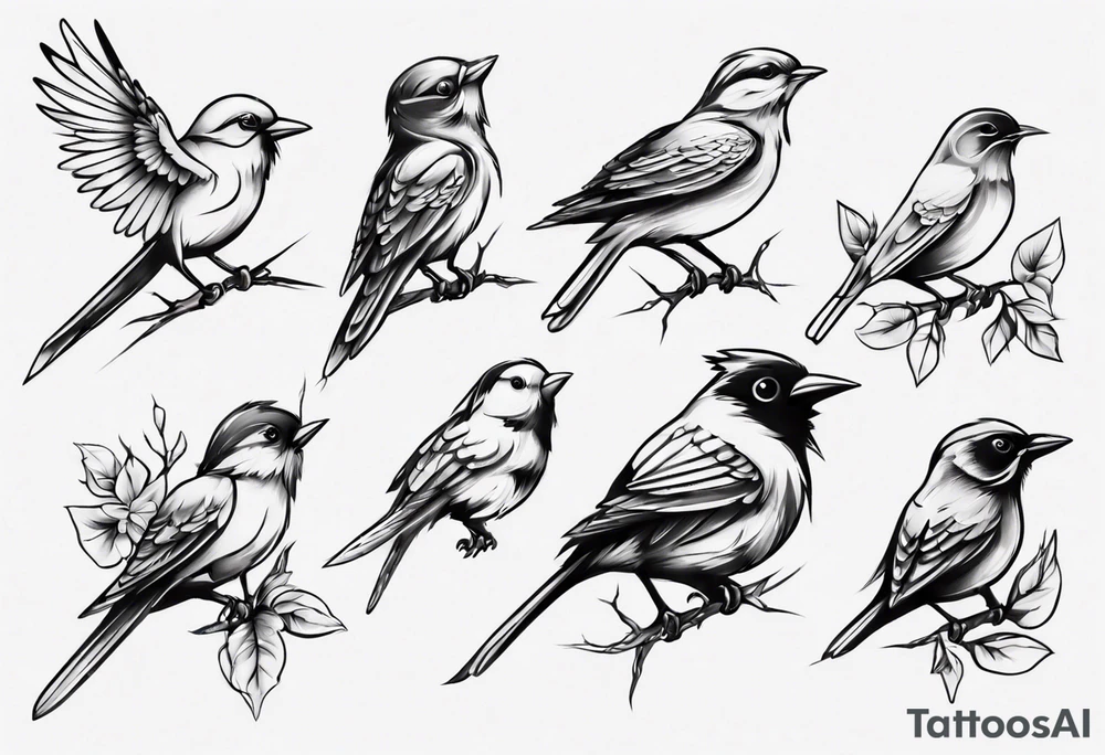 Small birds on shoulder tattoo idea