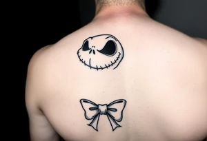 oogie woogie from nightmare before Christmas with a bow simple linework only tattoo idea