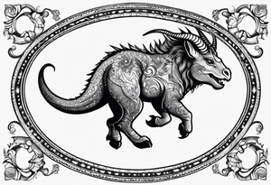 Capricorn star sign with a little dinosaur tattoo idea