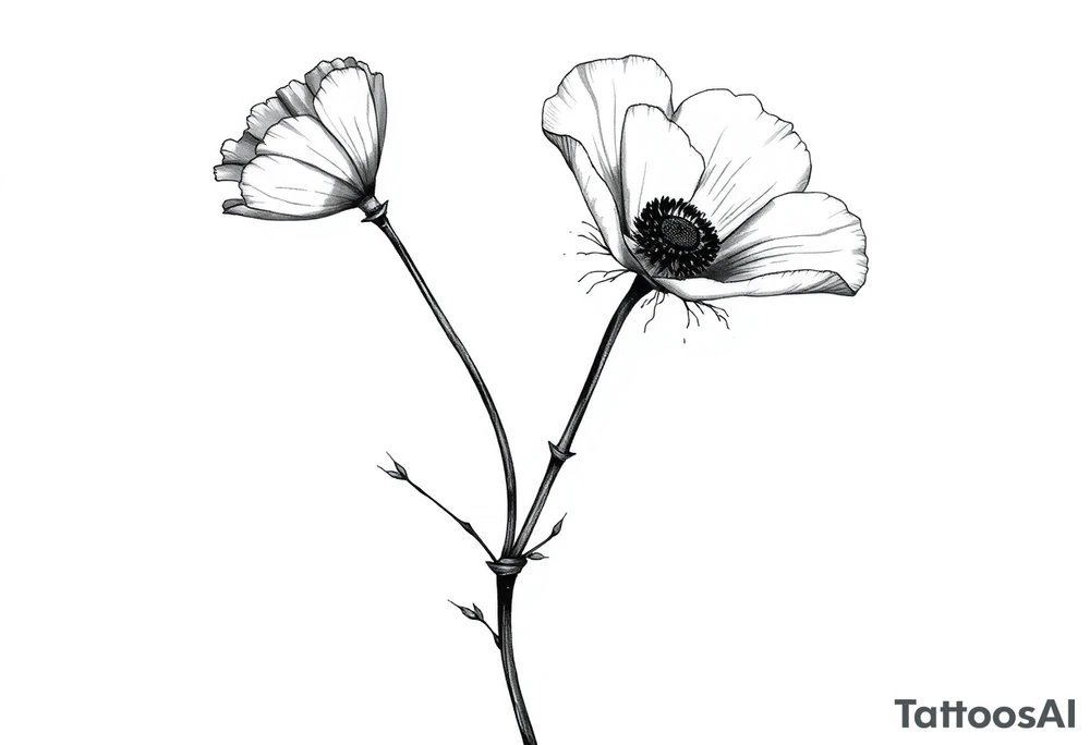 Violet and poppy tied together tattoo idea