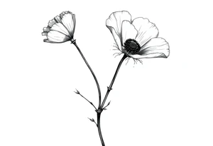 Violet and poppy tied together tattoo idea