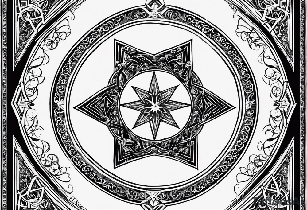 I would like two symmetrical tattoos on each side of my chest (left and right). The primary design element should be a six-pointed star, with the Armenian Wheel of Eternity placed in the center of each star.

	•	The six-pointed stars should be geometric, bold, and well-defined. They should have a clean and sharp look.
	•	The Wheel of Eternity should be intricate and detailed, representing the traditional Armenian symbolism of eternal cycles and continuity. It should blend harmoniously within the center of the star.
	•	The overall design should convey balance, spirituality, and strength.
	•	The size should be proportional to the chest area, not too large but prominent enough to be noticeable on both sides.
	•	I’d prefer a minimalist approach, but the design should still be detailed enough to reflect the cultural and spiritual significance. tattoo idea