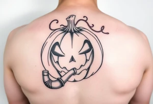 Spooky carved pumpkin 
With meth pipe tattoo idea