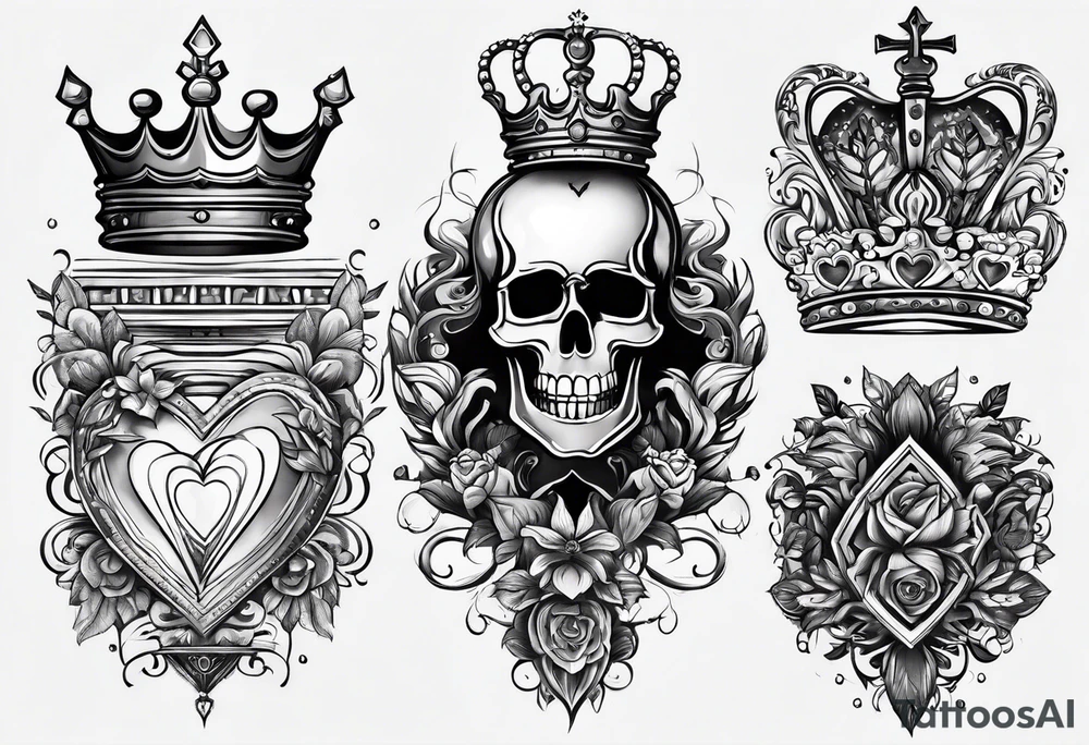 Corona de rey puesta en un corazón tattoo idea
