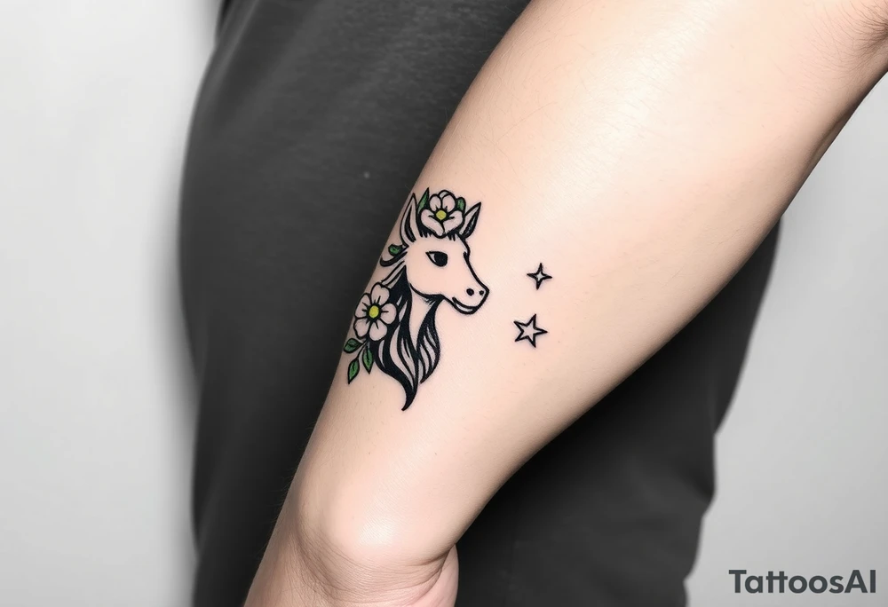 Capricorn head and body y starsign  10x10 cm 

Flowers or stars tattoo idea