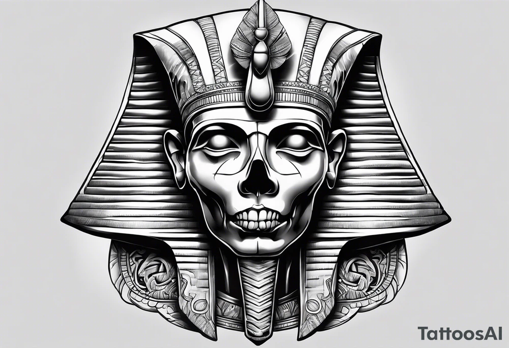 pharaoh skull realistic tattoo idea