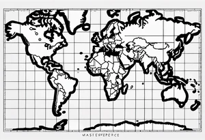 flat map of the earth with lines of a grid not shaded in with no bolding tattoo idea