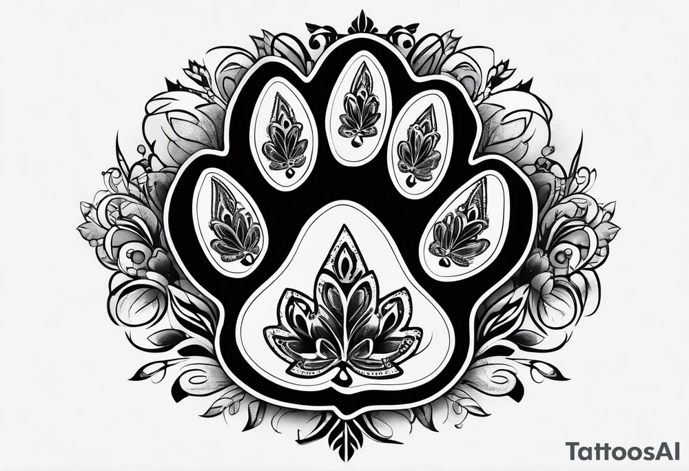 Dogs paw print with jaxy writing tattoo idea