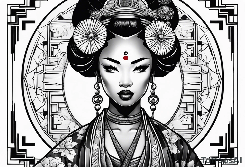 African geisha Japanese traditional style tattoo tattoo idea
