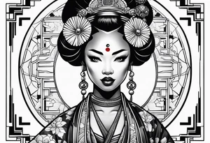 African geisha Japanese traditional style tattoo tattoo idea