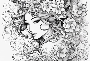 Fairy vines and flowers tattoo idea