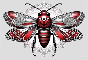 cicada on top of red black gothic design tattoo idea