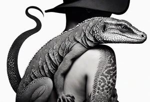 Aboriginal style goanna full body tattoo idea