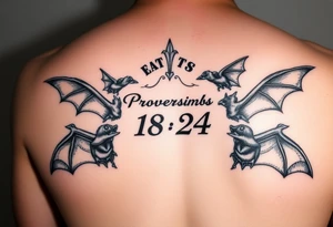 proverbs 18:24 surrounded by bats tattoo idea