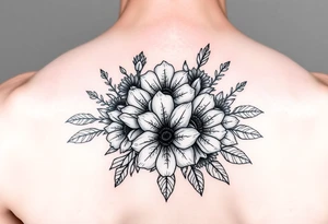 Bouquet of multiple flowers tattoo idea