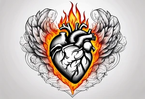 A heart that is covered in ice and also on fire tattoo idea
