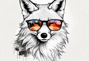 Watercolor fox wearing sunglasses in Colorado tattoo idea
