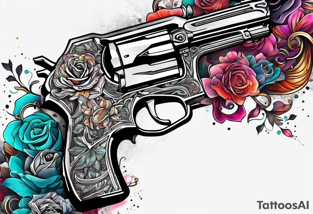 The letters AR with pistols on each side tattoo idea