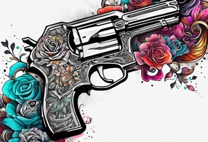 The letters AR with pistols on each side tattoo idea