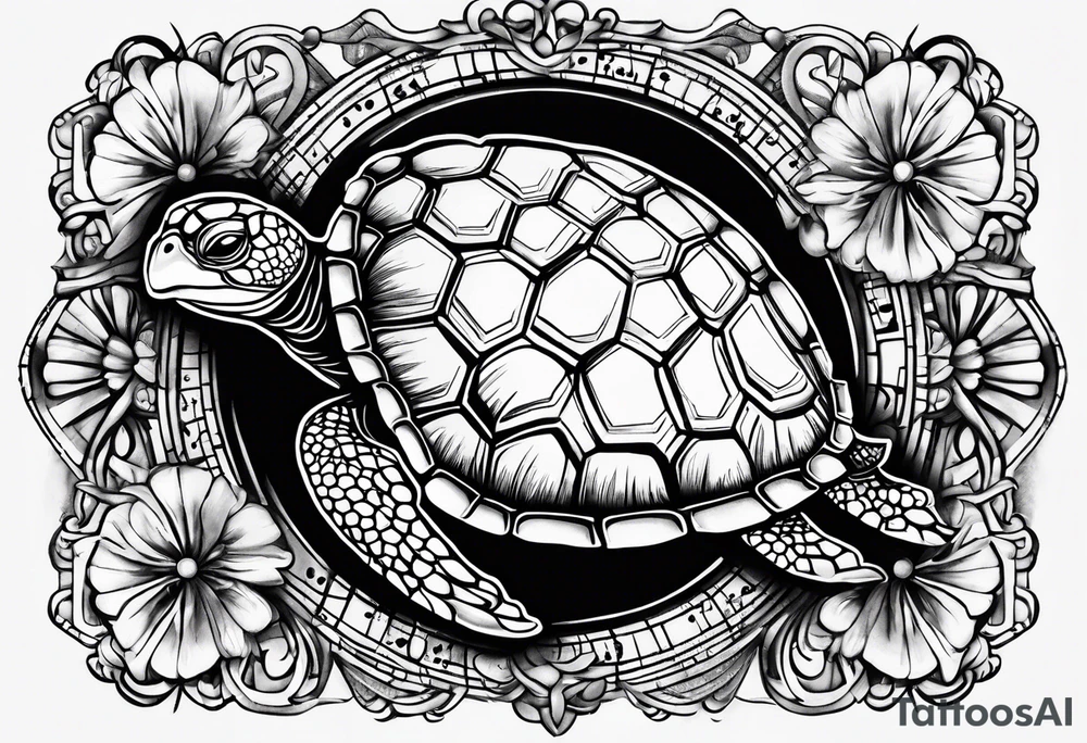 Turtle with the circle of fifths on its shell tattoo idea