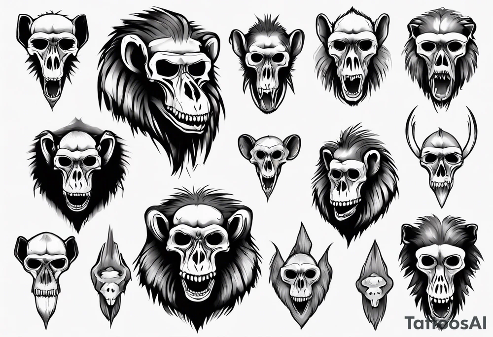 baboon skull tattoo idea