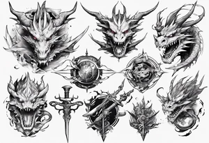anime dragons weapons video games tattoo idea